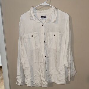 Lands' End Cream Button-Up Shirt